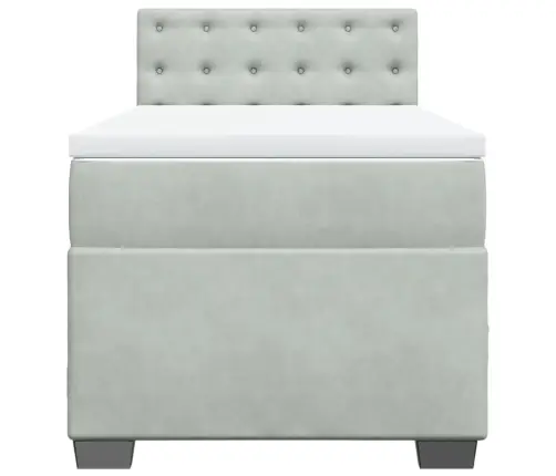 Lova Su Spyruoklėmis Ir Čiužiniu, Pilka, 90X200 cm Aksomas