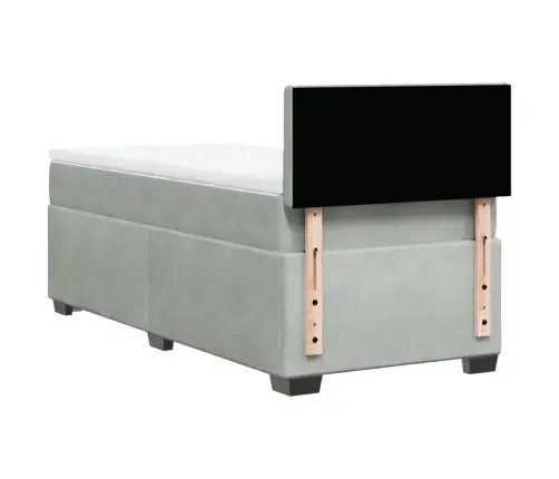 Lova Su Spyruoklėmis Ir Čiužiniu, Pilka, 90X200 cm Aksomas