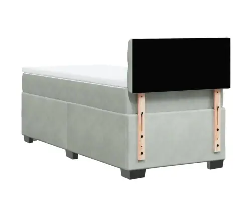 Lova Su Spyruoklėmis Ir Čiužiniu, Pilka, 90X200 cm Aksomas