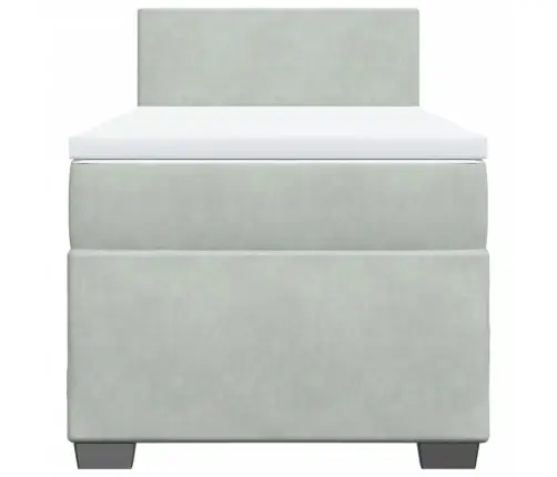 Atsperu Gulta Ar Matraci, Gaiši Pelēka Samts, 100X200 Cm Vidaxl