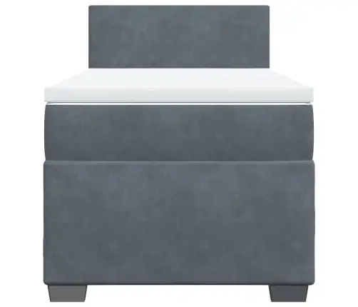 Atsperu Gulta Ar Matraci, Tumši Pelēka Samts, 100X200 Cm Vidaxl