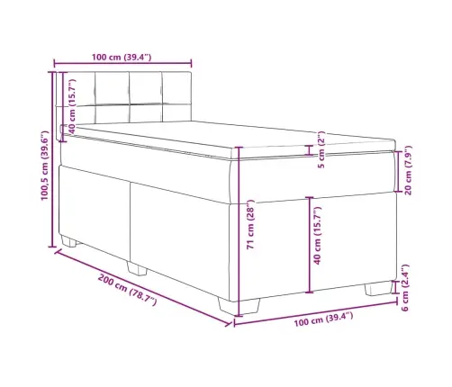 Kontinentaalvoodi Madratsiga, Must, 100X200 cm Samet
