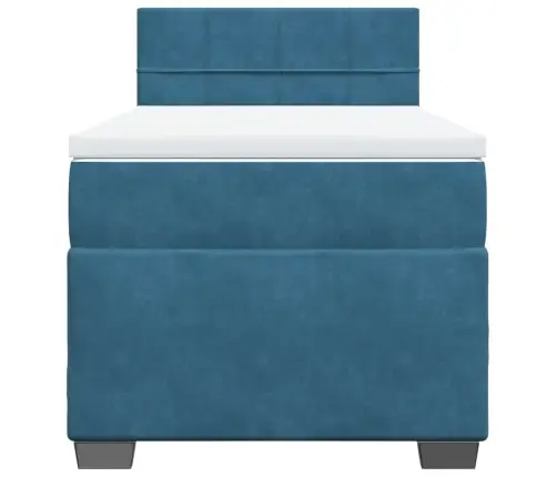 Atsperu Gulta Ar Matraci, Tumši Zils Samts, 100X200 Cm Vidaxl