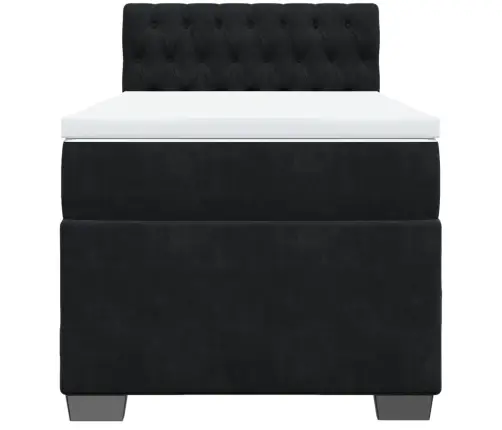 Atsperu Gulta Ar Matraci, Melna Samts, 100X200 Cm Vidaxl