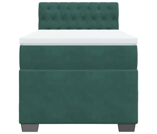 Atsperu Gulta Ar Matraci, Tumši Zaļš Samts, 100X200 Cm Vidaxl