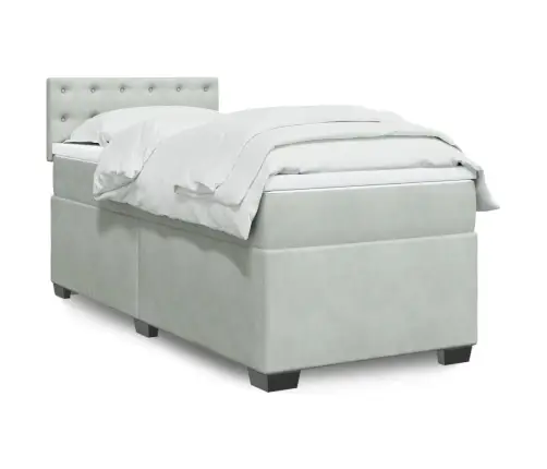 Atsperu Gulta Ar Matraci, Gaiši Pelēka Samts, 100X200 Cm Vidaxl