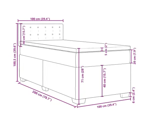Lova Su Spyruoklėmis Ir Čiužiniu, Juoda, 100X200 cm Aksomas