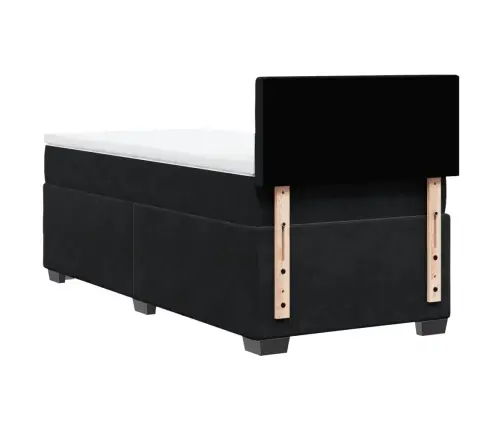 Lova Su Spyruoklėmis Ir Čiužiniu, Juoda, 100X200 cm Aksomas