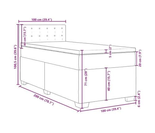 Atsperu Gulta Ar Matraci, Tumši Zaļš Samts, 100X200 Cm Vidaxl