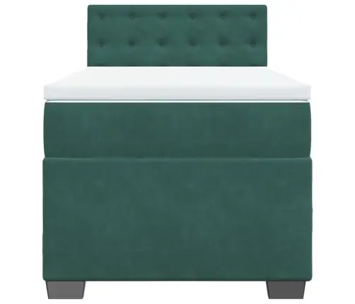 Atsperu Gulta Ar Matraci, Tumši Zaļš Samts, 100X200 Cm Vidaxl