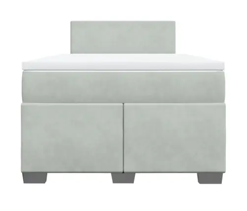 Atsperu Gulta Ar Matraci, Gaiši Pelēka Samts, 120X190 Cm Vidaxl