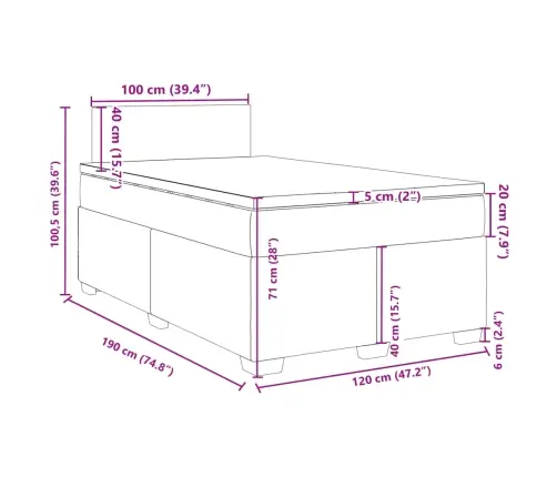 Lova Su Spyruoklėmis Ir Čiužiniu, Juoda, 120X190cm Aksomas