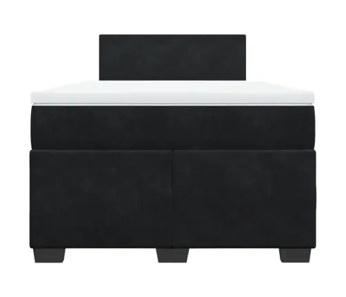 Lova Su Spyruoklėmis Ir Čiužiniu, Juoda, 120X190cm Aksomas