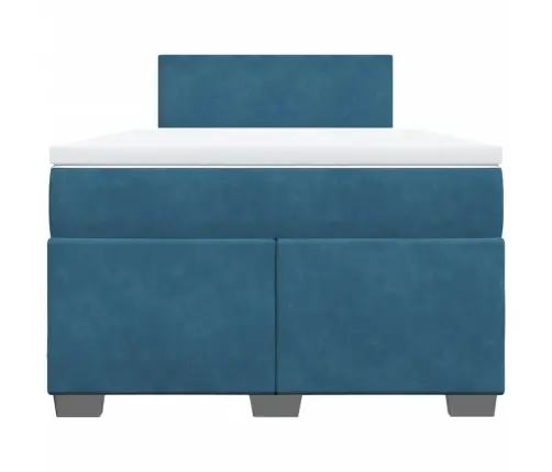 Lova Su Spyruoklėmis Ir Čiužiniu, Mėlyna, 120X190cm Aksomas