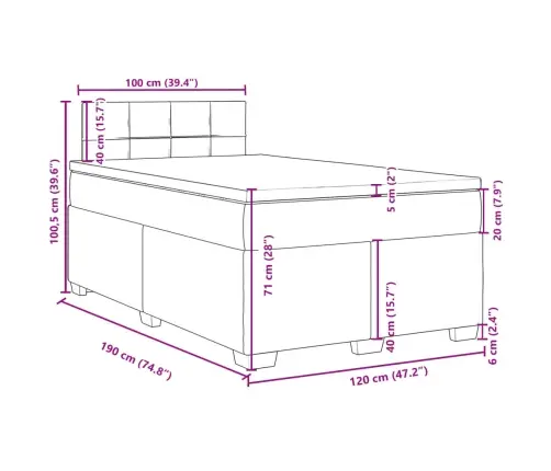 Atsperu Gulta Ar Matraci, Melns Samts, 120X190 Cm Vidaxl