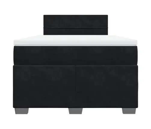 Atsperu Gulta Ar Matraci, Melns Samts, 120X190 Cm Vidaxl