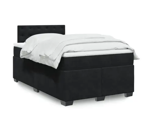 Lova Su Spyruoklėmis Ir Čiužiniu, Juoda, 120X190cm Aksomas