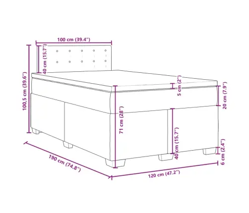 Atsperu Gulta Ar Matraci, Tumši Zaļš Samts, 120X190 Cm Vidaxl