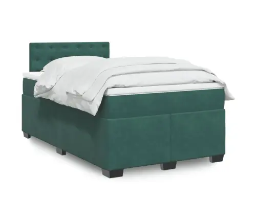 Atsperu Gulta Ar Matraci, Tumši Zaļš Samts, 120X190 Cm Vidaxl