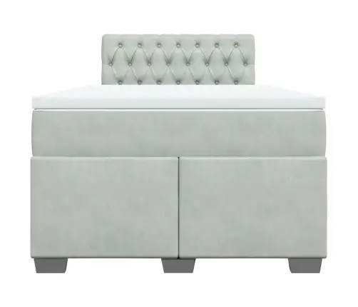 Lova Su Spyruoklėmis Ir Čiužiniu, Pilka, 120X200cm Aksomas