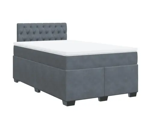 Lova Su Spyruoklėmis Ir Čiužiniu, Pilka, 120X200cm Aksomas