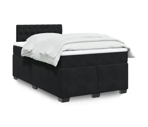 Lova Su Spyruoklėmis Ir Čiužiniu, Juoda, 120X200cm Aksomas