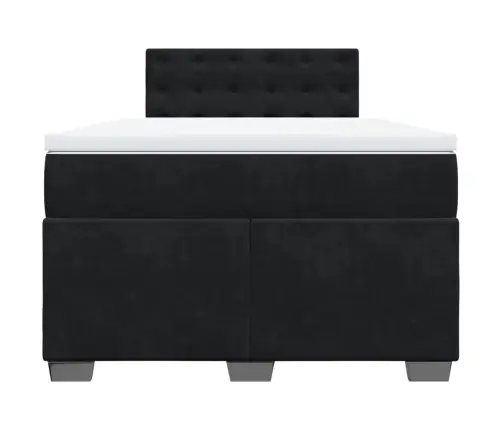 Kontinentaalvoodi Madratsiga, Must, 120X200 cm Samet