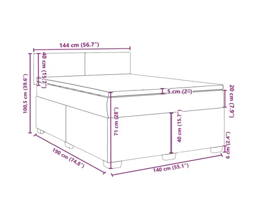 Atsperu Gulta Ar Matraci, Tumši Pelēka Samts, 140X190 Cm Vidaxl