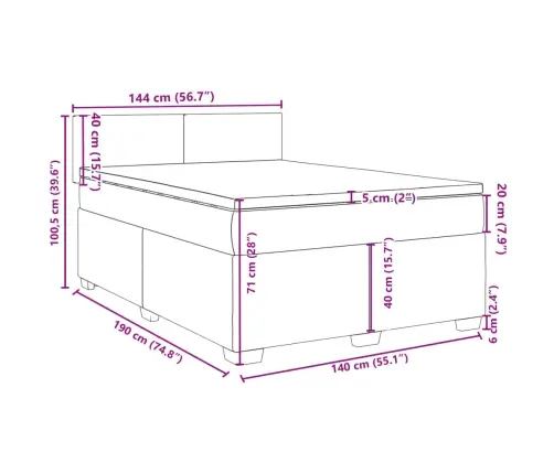 Atsperu Gulta Ar Matraci, Tumši Zaļš Samts, 140X190 Cm Vidaxl