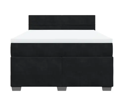 Atsperu Gulta Ar Matraci, Melna Samts, 140X190 Cm Vidaxl