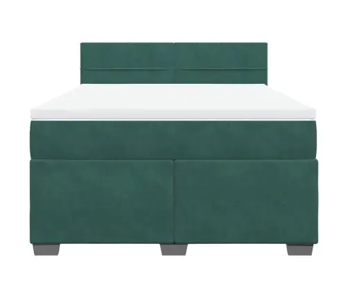 Atsperu Gulta Ar Matraci, Tumši Zaļš Samts, 140X190 Cm Vidaxl