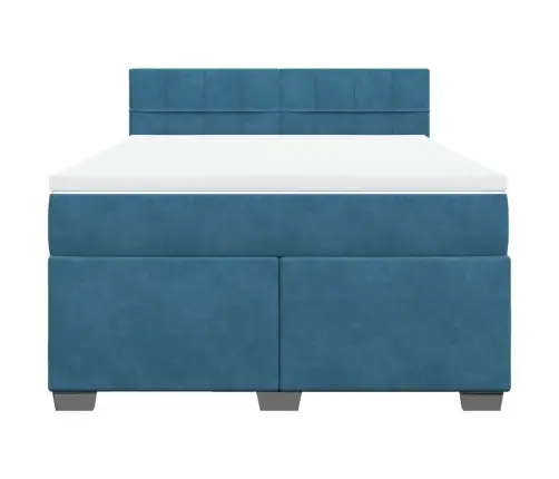 Atsperu Gulta Ar Matraci, Tumši Zils Samts, 140X190 Cm Vidaxl