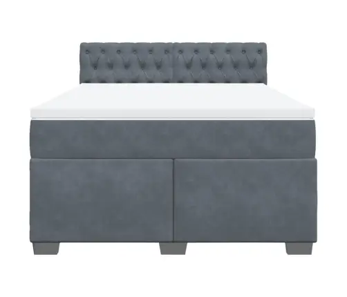 Lova Su Spyruoklėmis Ir Čiužiniu, Pilka, 140X190 cm Aksomas