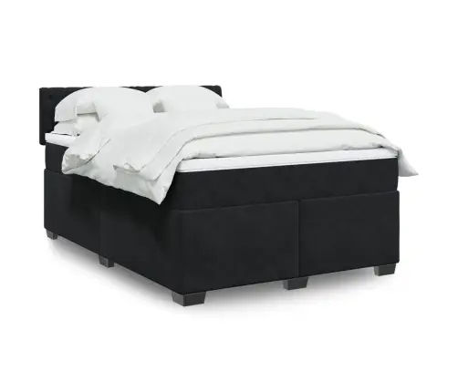 Atsperu Gulta Ar Matraci, Melna Samts, 140X190 Cm Vidaxl