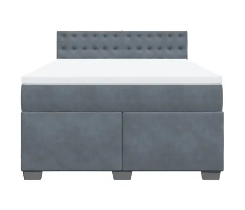 Atsperu Gulta Ar Matraci, Tumši Pelēka Samts, 140X190 Cm Vidaxl