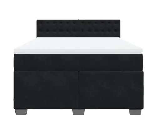 Atsperu Gulta Ar Matraci, Melna Samts, 140X190 Cm Vidaxl