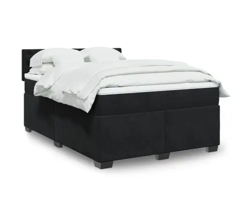 Atsperu Gulta Ar Matraci, Melna Samts, 140X190 Cm Vidaxl