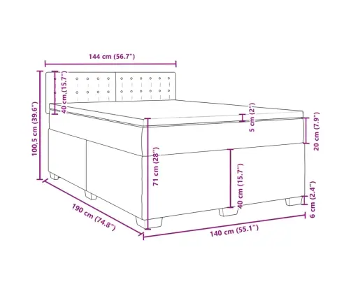 Atsperu Gulta Ar Matraci, Rozā Samts, 140X190 Cm Vidaxl