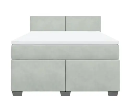 Atsperu Gulta Ar Matraci, Gaiši Pelēka Samts, 140X200 Cm Vidaxl