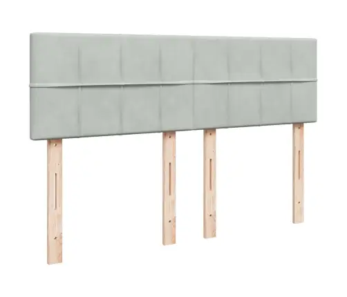 Lova Su Spyruoklėmis Ir Čiužiniu, Pilka, 140X200 cm Aksomas