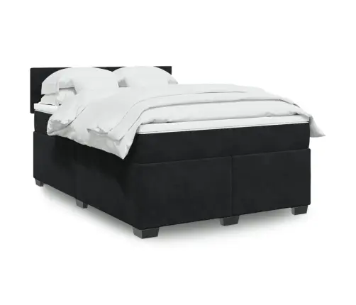 Atsperu Gulta Ar Matraci, Melna Samts, 140X200 Cm Vidaxl