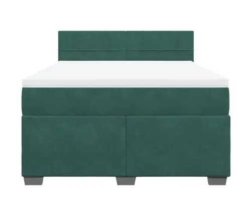 Atsperu Gulta Ar Matraci, Tumši Zaļš Samts, 140X200 Cm Vidaxl