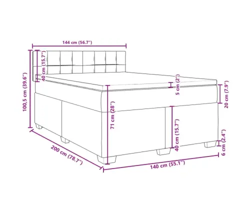 Kontinentaalvoodi Madratsiga, Tumesinine, 140X200 cm Samet