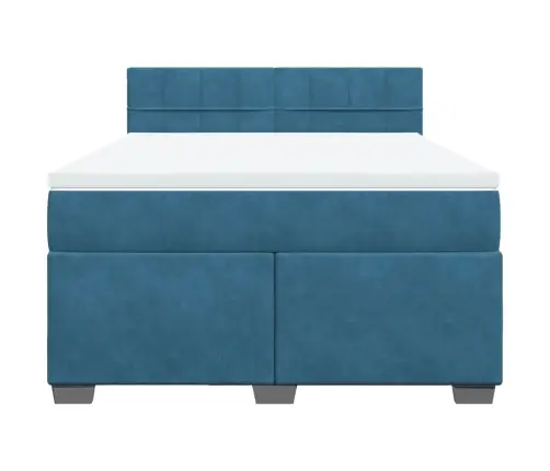 Kontinentaalvoodi Madratsiga, Tumesinine, 140X200 cm Samet