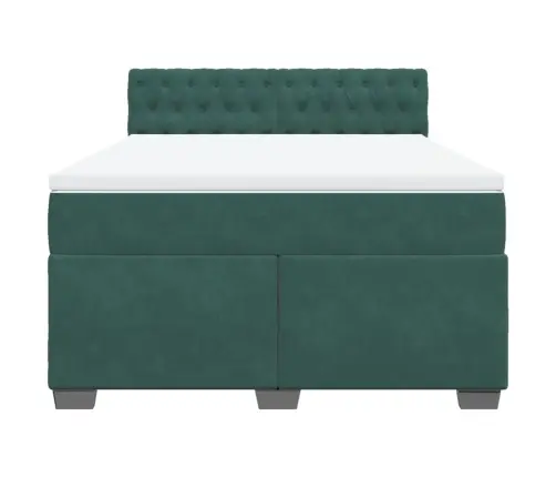 Lova Su Spyruoklėmis Ir Čiužiniu, Žalia, 140X200 cm Aksomas