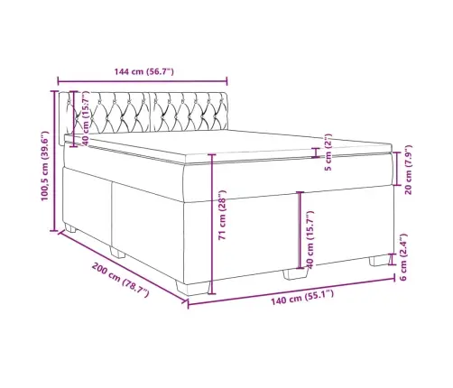 Atsperu Gulta Ar Matraci, Tumši Rozā Samts, 140X200 Cm Vidaxl