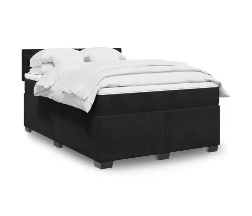 Atsperu Gulta Ar Matraci, Melna Samts, 140X200 Cm Vidaxl