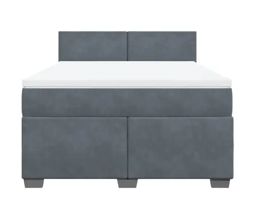 Atsperu Gulta Ar Matraci, Tumši Pelēka Samts, 160X200 Cm Vidaxl