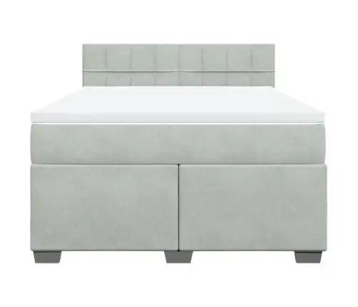 Kontinentaalvoodi Madratsiga, Helehall, 160X200 cm Samet