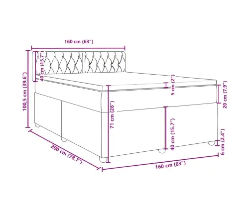 Atsperu Gulta Ar Matraci, Gaiši Pelēka Samts, 160X200 Cm Vidaxl